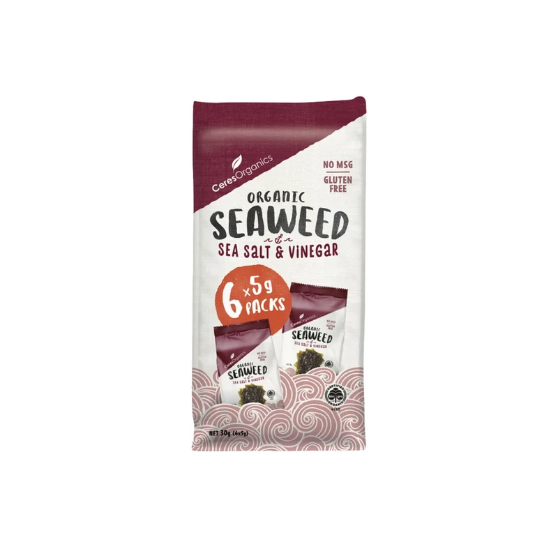 Organic Seaweed Sea Salt & Vinegar 6pk 30g