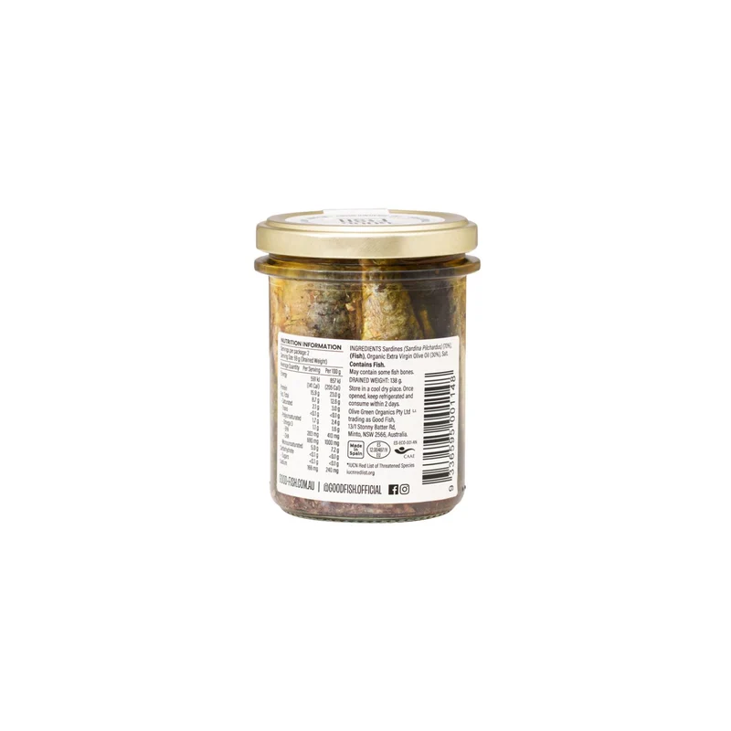 Wild Sardines Whole In Extra Virgin Olive Oil 195g