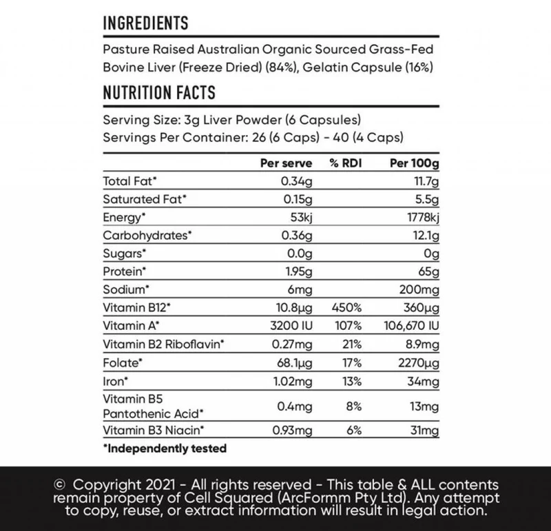 Grass-Fed Beef Liver 160c