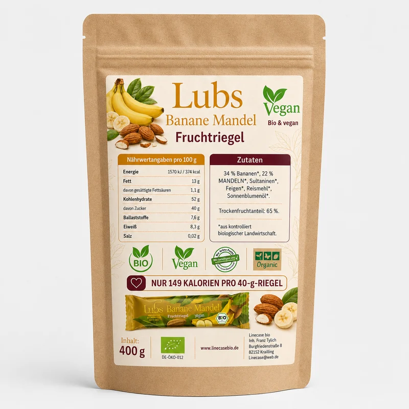 Lubs Bio& Vegan Fruchtriegel Banane & Mandel