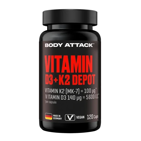 Body Attack Vitamin D3 + K2 Depot 120 Kapseln