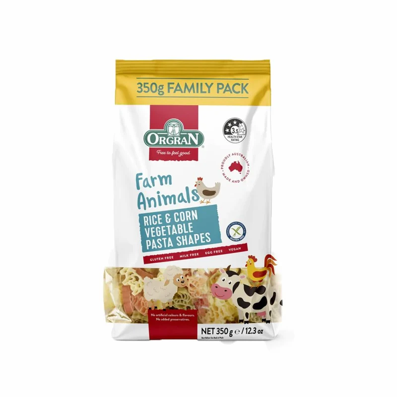 Rice & Corn Vegetable Pasta Farm Animals 350g