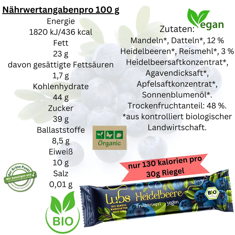 Lubs Fruchtriegel gemischte Box| Probier mix 8 verschiedene Sorten